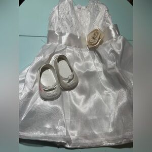 American girl white wedding dress/ formal gown lace satin